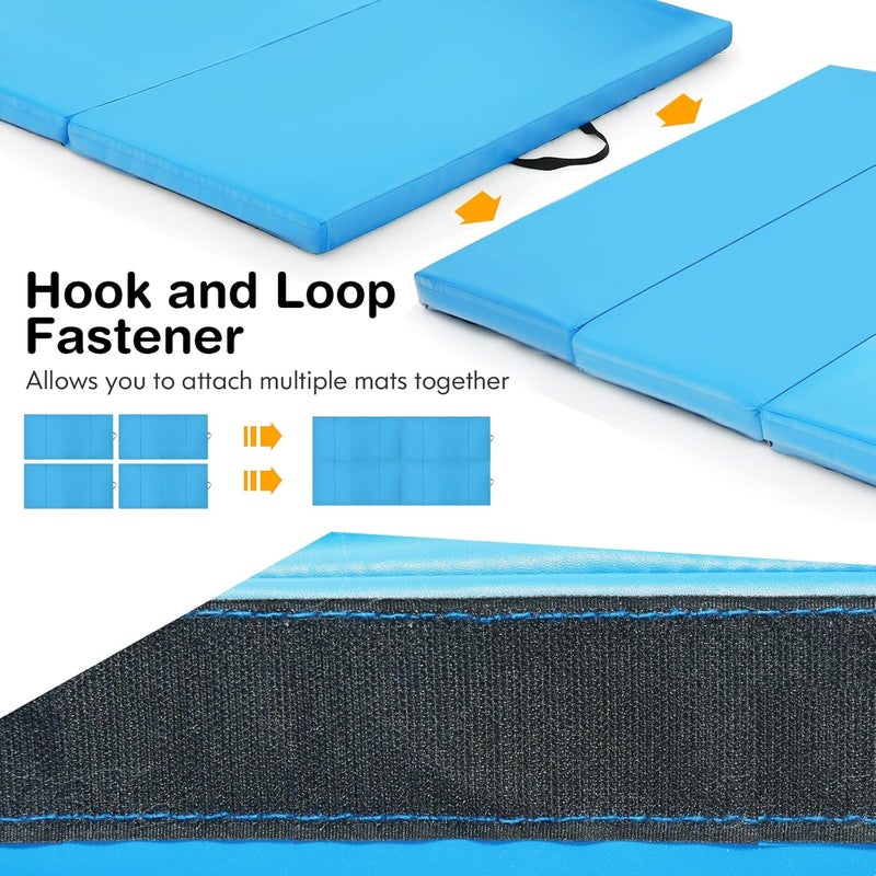 GYMAX Gymnastics Mat, 4 FT x 8 FT x 2 Inches Folding Exercise Mat w/Carry Handles & Sturdy Stitching Waterproof Cover, Tumbling Mat for Yoga Stretching Martial Arts Home Gym - Image 5
